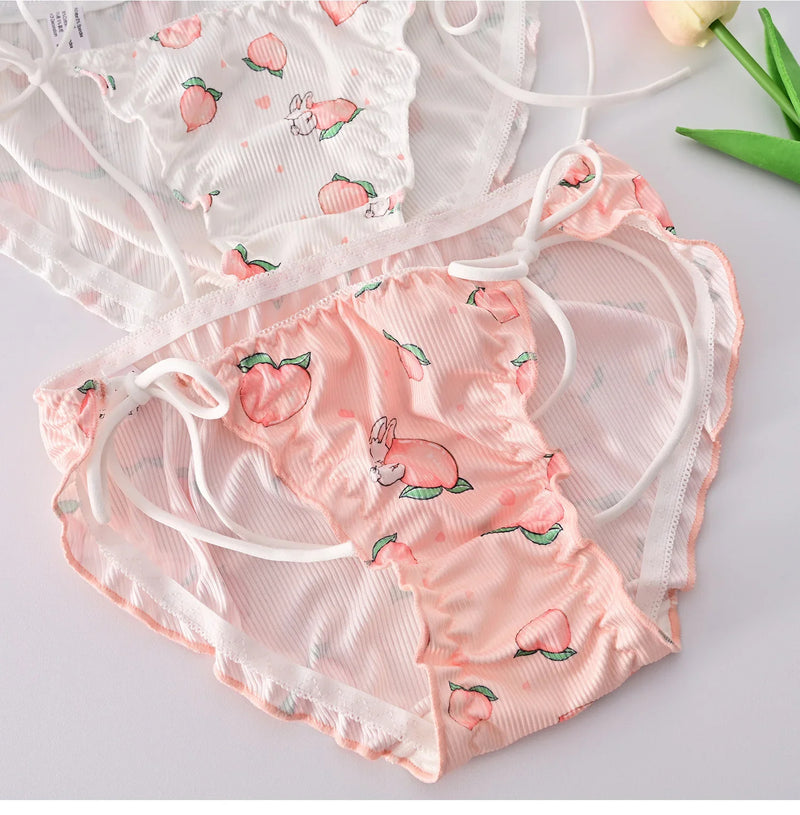 Peach Bunny Perfection Panties - bunny rabbit, lingerie, panties, peach, undies