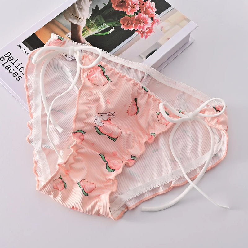 Peach Bunny Perfection Panties - bunny rabbit, lingerie, panties, peach, undies