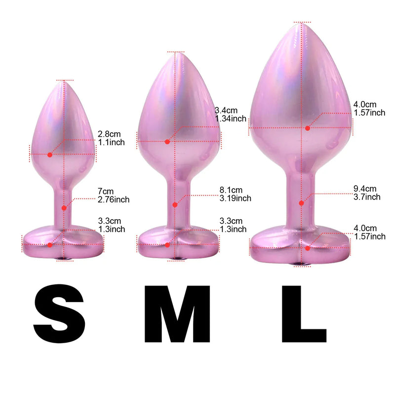 Pearlized Pink Heart Shaped Rhinestone Butt Plugs