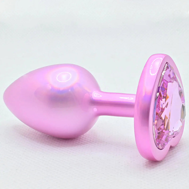 Pearlized Pink Heart Shaped Rhinestone Butt Plugs