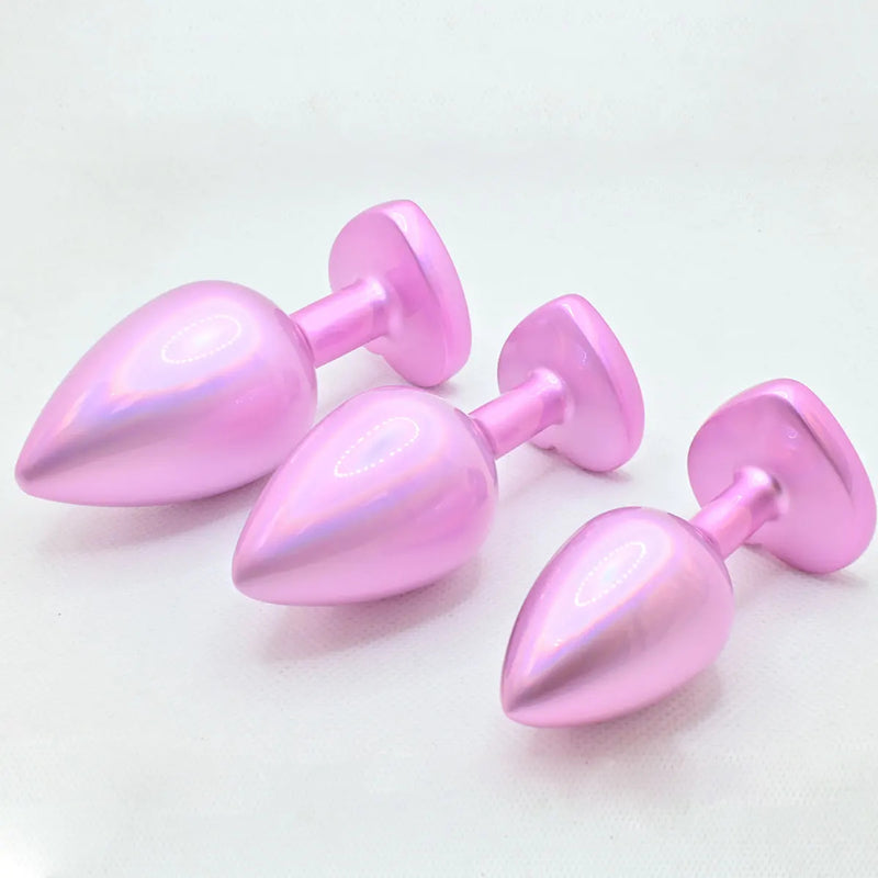 Pearlized Pink Heart Shaped Rhinestone Butt Plugs