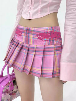 Pink Plaid Mini Skirt - cute skirt, mini pink plaid, skirts