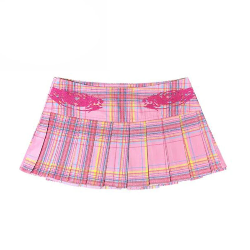 Pink Plaid Mini Skirt - cute skirt, mini pink plaid, skirts