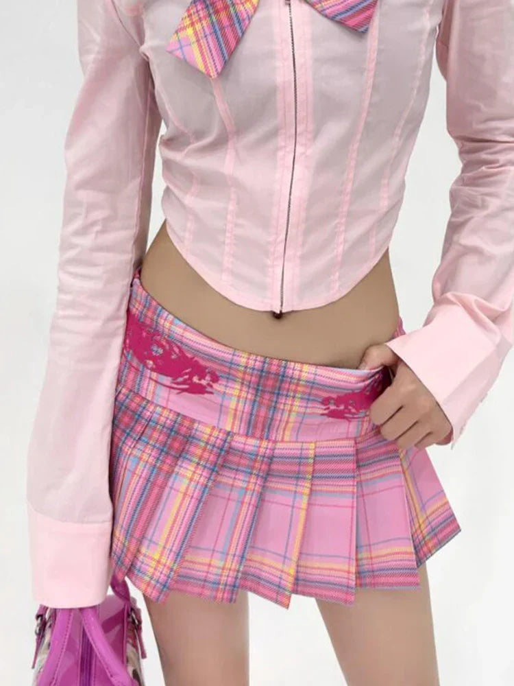 Pink Plaid Mini Skirt - cute skirt, mini pink plaid, skirts