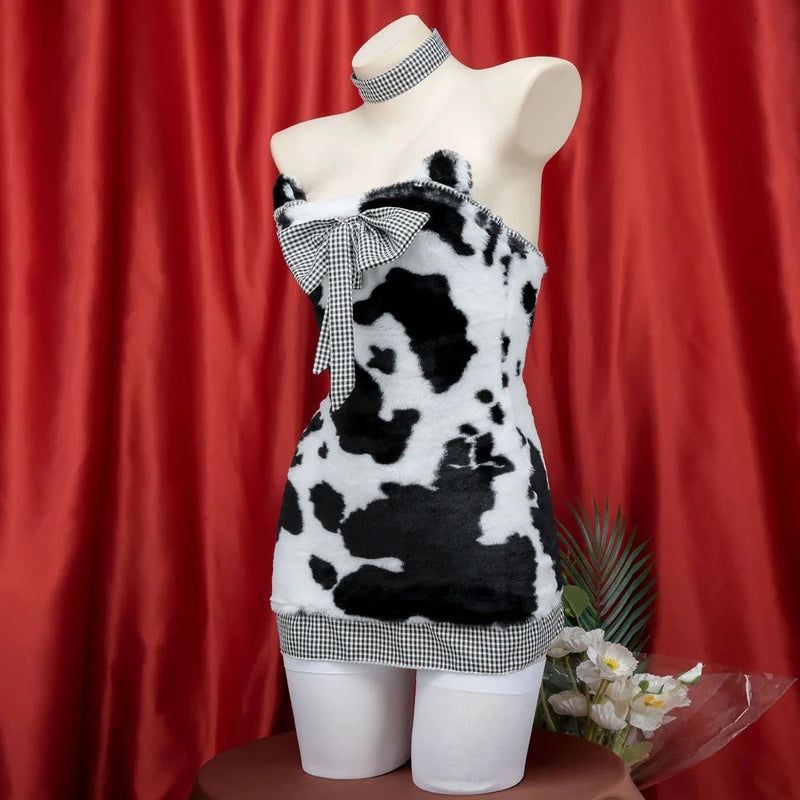 Plush Little Cow Mini Dress Cosplay Lingerie Set