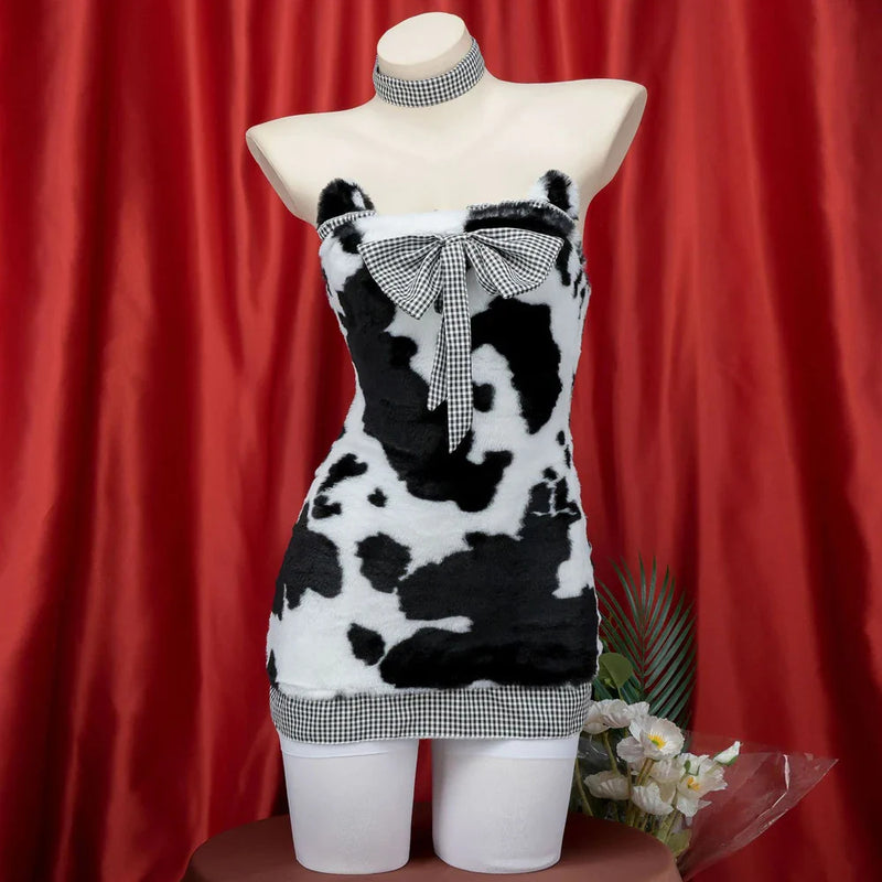 Plush Little Cow Mini Dress Cosplay Lingerie Set