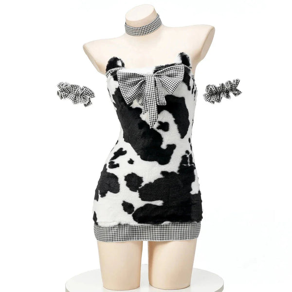 Plush Little Cow Mini Dress Cosplay Lingerie Set