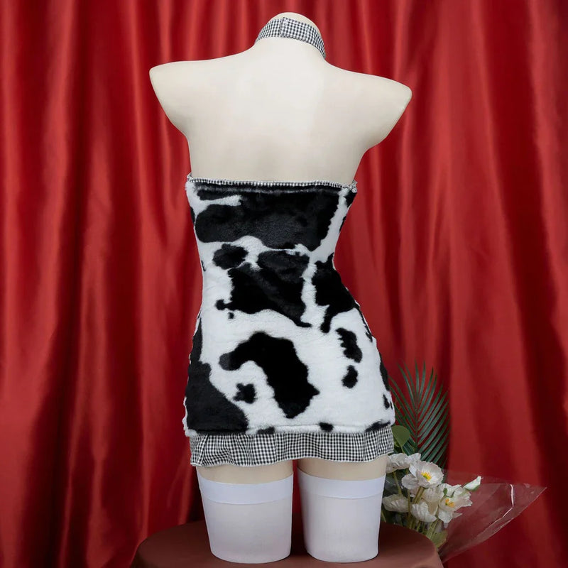 Plush Little Cow Mini Dress Cosplay Lingerie Set