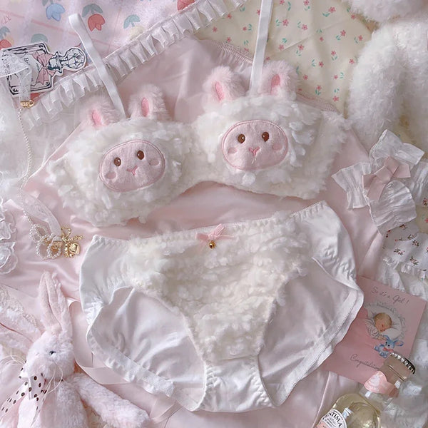 Plush Little Piggy Lingerie Set - XL(80ABC) - fuzzy lingerie, lingerie set, pig, piggy