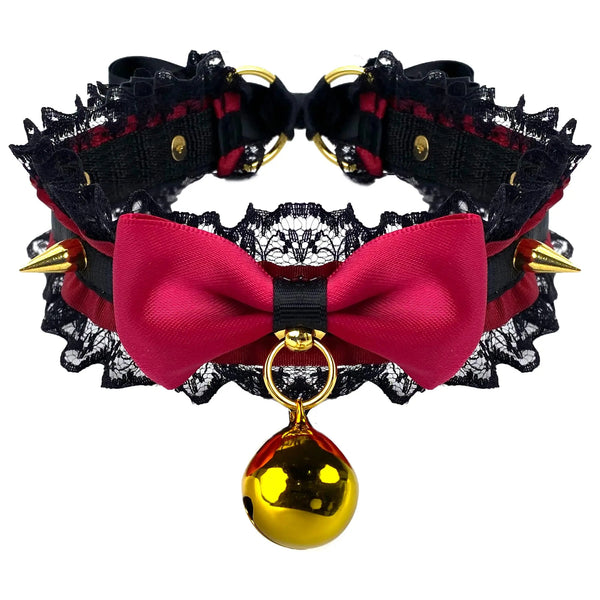 Pretty Gothic Neko Bell Collar - bell choker, cat, cats, chokers, collar