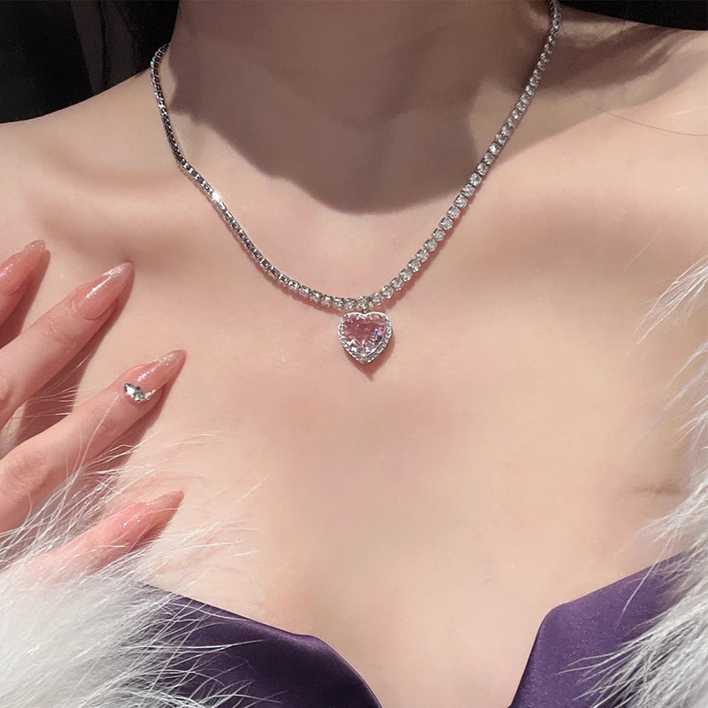 Princess heart necklace - coquette - diamond - dollette - hearts - jeweled