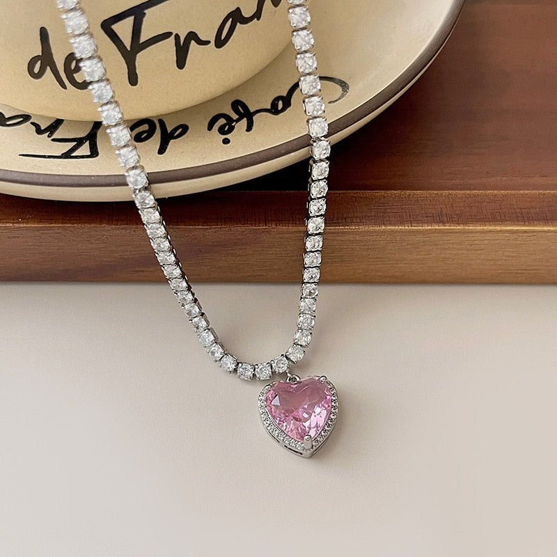 Princess heart necklace - coquette - diamond - dollette - hearts - jeweled