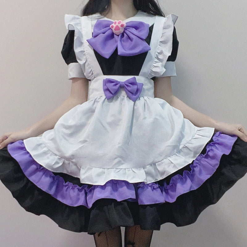 Purple Black Puppy Maid Cosplay Kawaii Dress