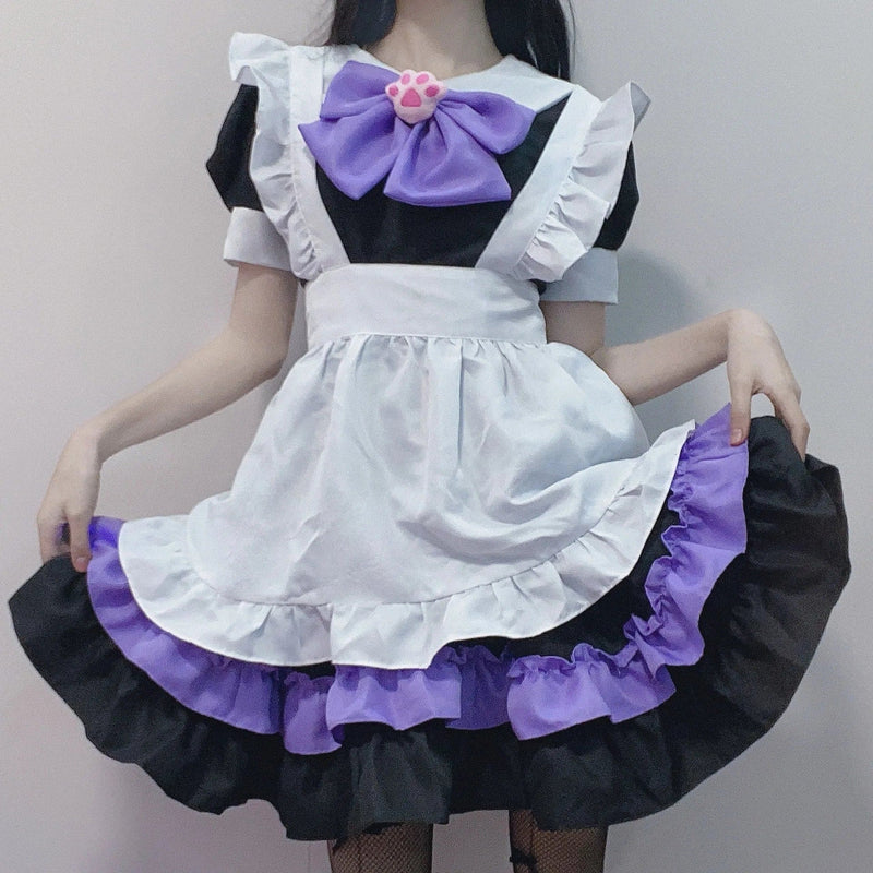 Purple Black Puppy Maid Cosplay Kawaii Dress