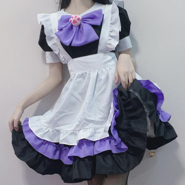 Purple Black Puppy Maid Cosplay Kawaii Dress