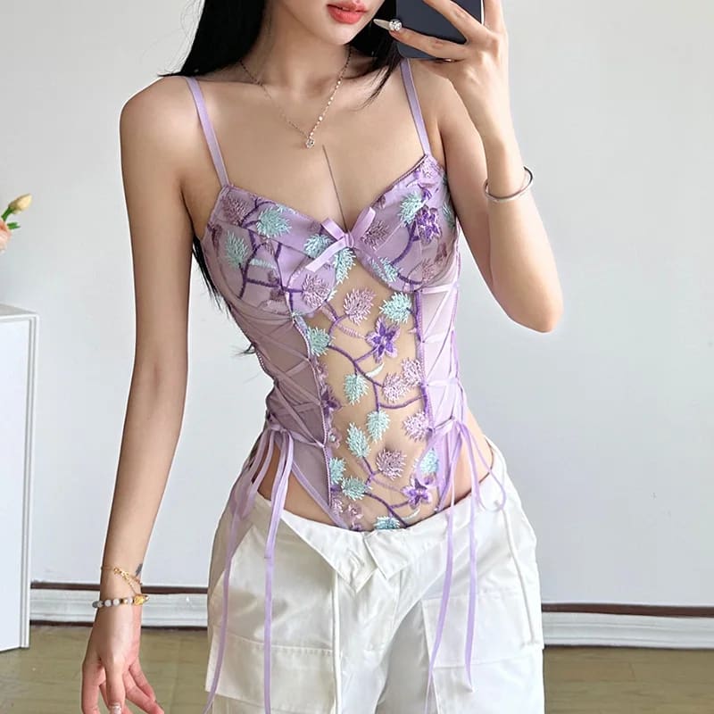 Purple Lace Lavender Flower Garden Bodysuit One Piece