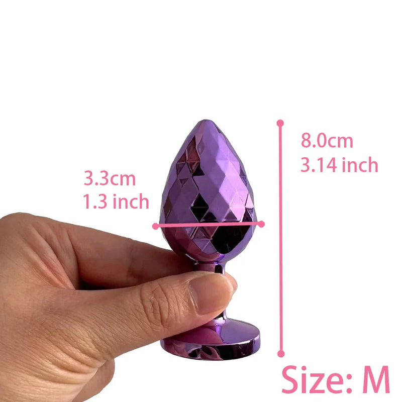 Purple Shiny Geometric Rhombus Rhinestone Butt Plugs
