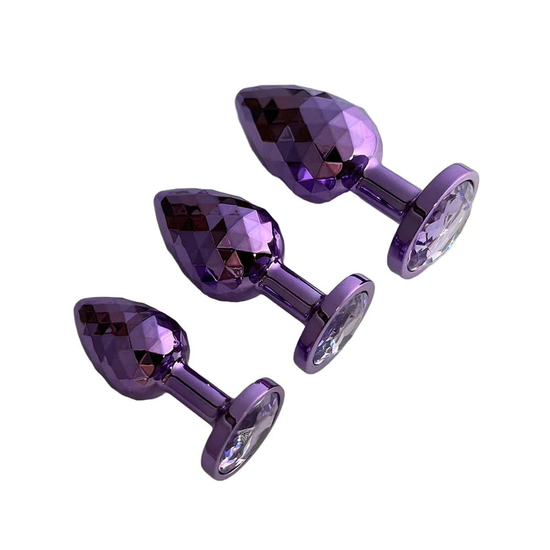 Purple Shiny Geometric Rhombus Rhinestone Butt Plugs