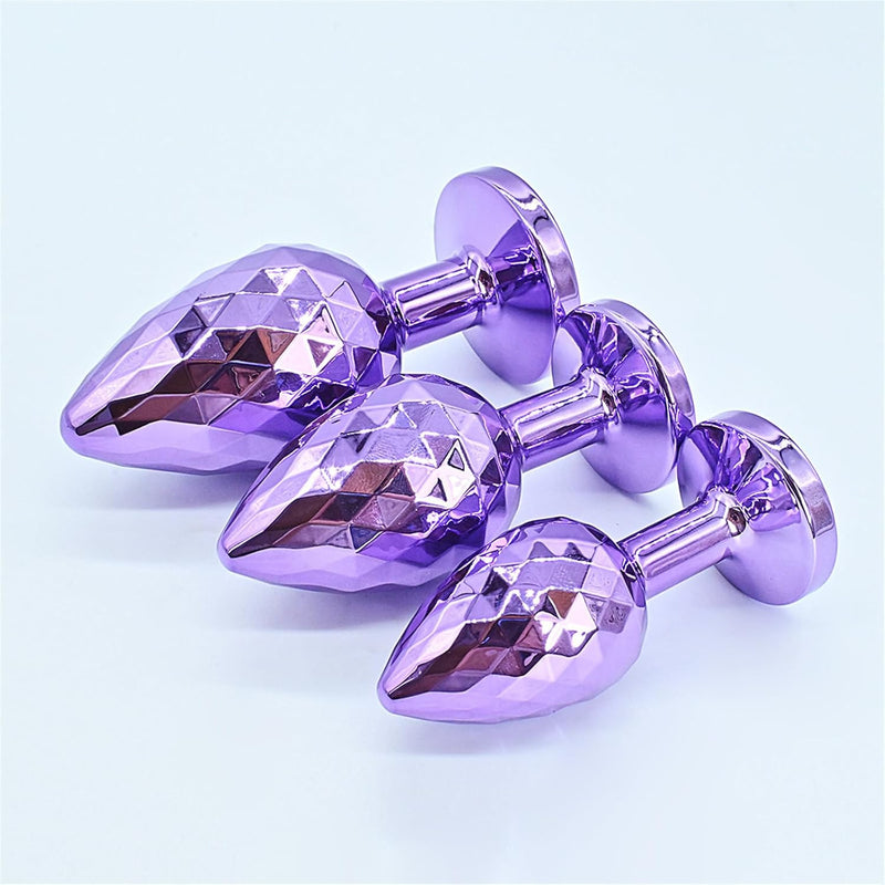 Purple Shiny Geometric Rhombus Rhinestone Butt Plugs
