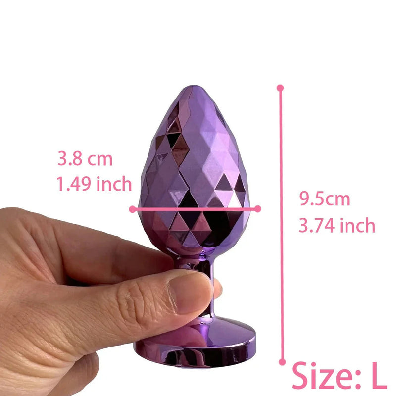 Purple Shiny Geometric Rhombus Rhinestone Butt Plugs