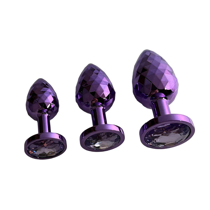Purple Shiny Geometric Rhombus Rhinestone Butt Plugs