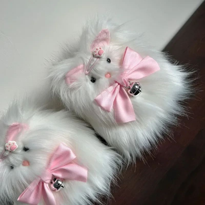 Purrfect Kitten White Fuzzy Fur Leg Warmers Socks