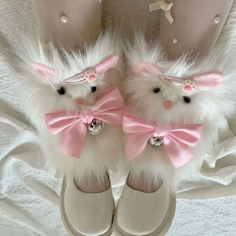 Purrfect Kitten White Fuzzy Fur Leg Warmers Socks