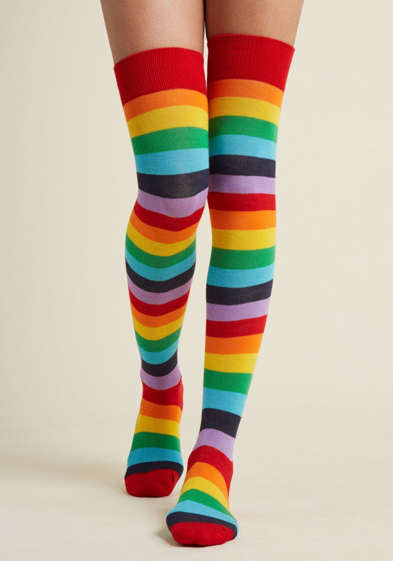 Rainbow Thigh Highs - gay pride, kawaii, kawaii fashion, knee socks, long socks