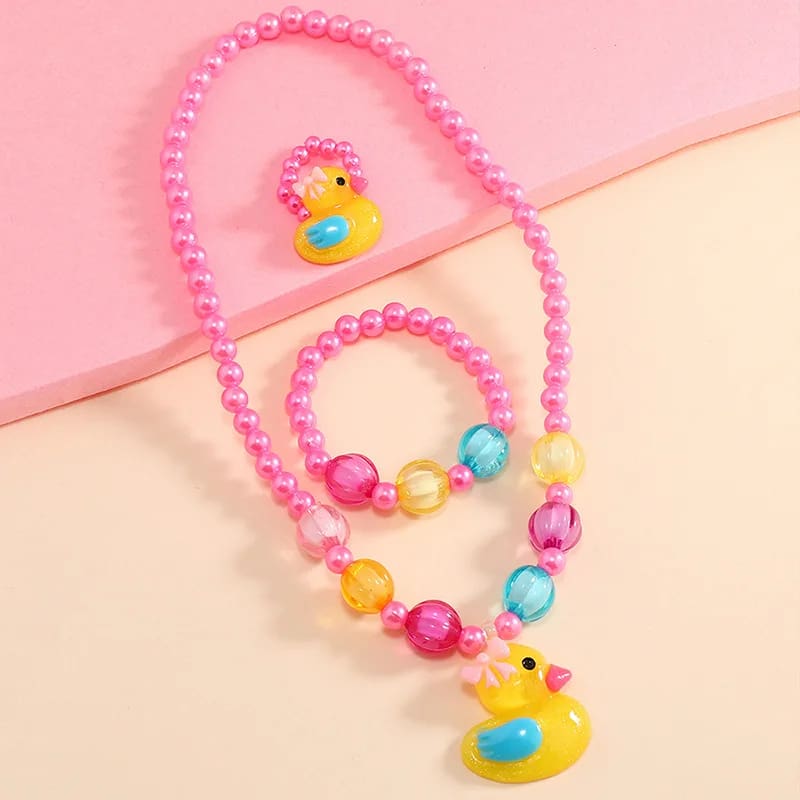 Raver Duck Candycore Kidcore Beaded Rainbow Jewelry Set