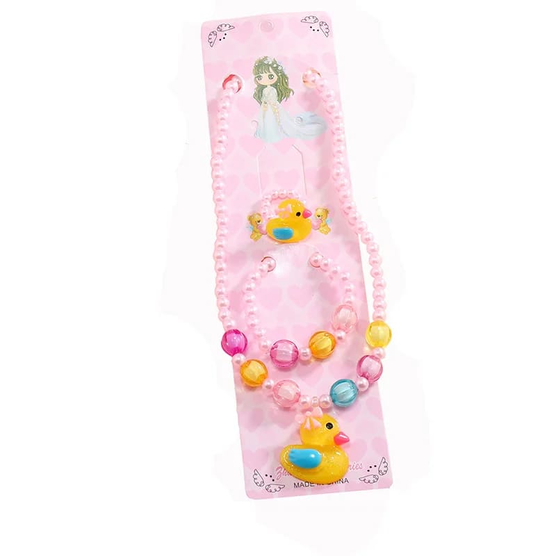 Raver Duck Candycore Kidcore Beaded Rainbow Jewelry Set