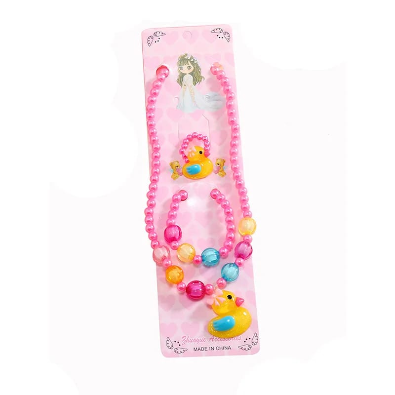 Raver Duck Candycore Kidcore Beaded Rainbow Jewelry Set