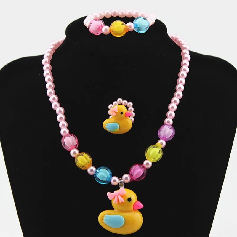 Raver Duck Candycore Kidcore Beaded Rainbow Jewelry Set