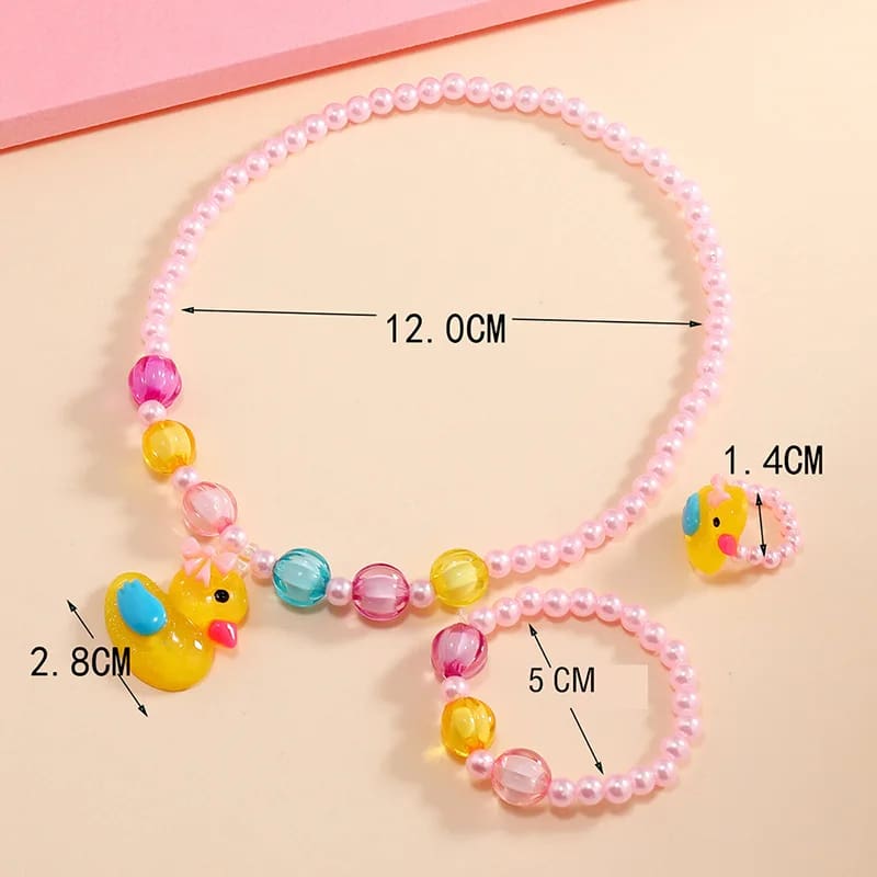 Raver Duck Candycore Kidcore Beaded Rainbow Jewelry Set