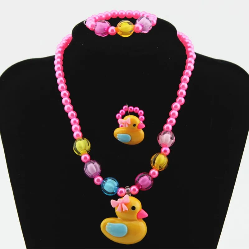 Raver Duck Candycore Kidcore Beaded Rainbow Jewelry Set