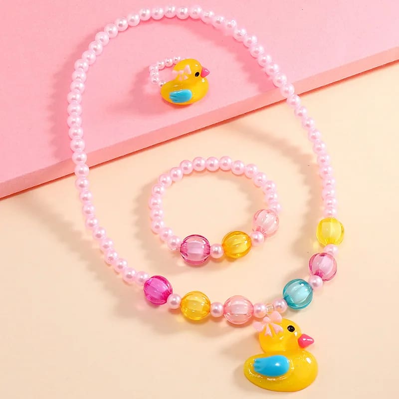 Raver Duck Candycore Kidcore Beaded Rainbow Jewelry Set