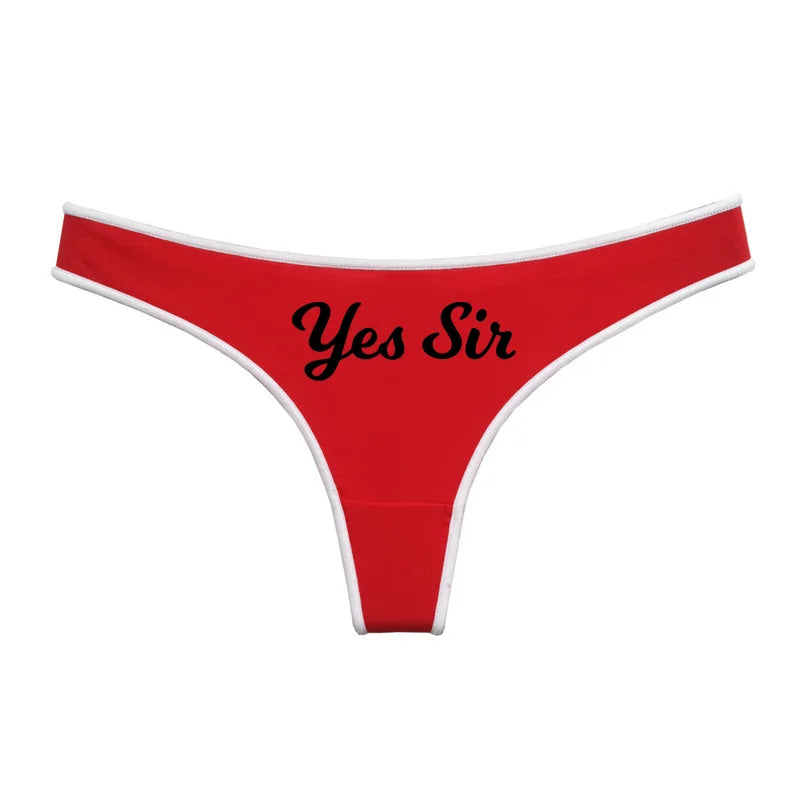 Red Yes Sir Thong Panties Underwear