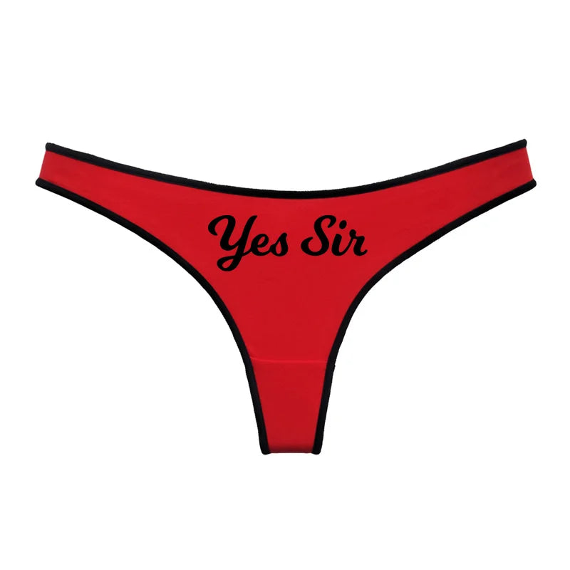 Red Yes Sir Thong Panties Underwear