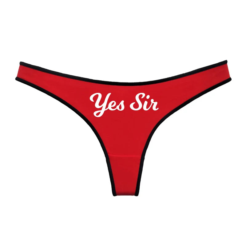 Red Yes Sir Thong Panties Underwear