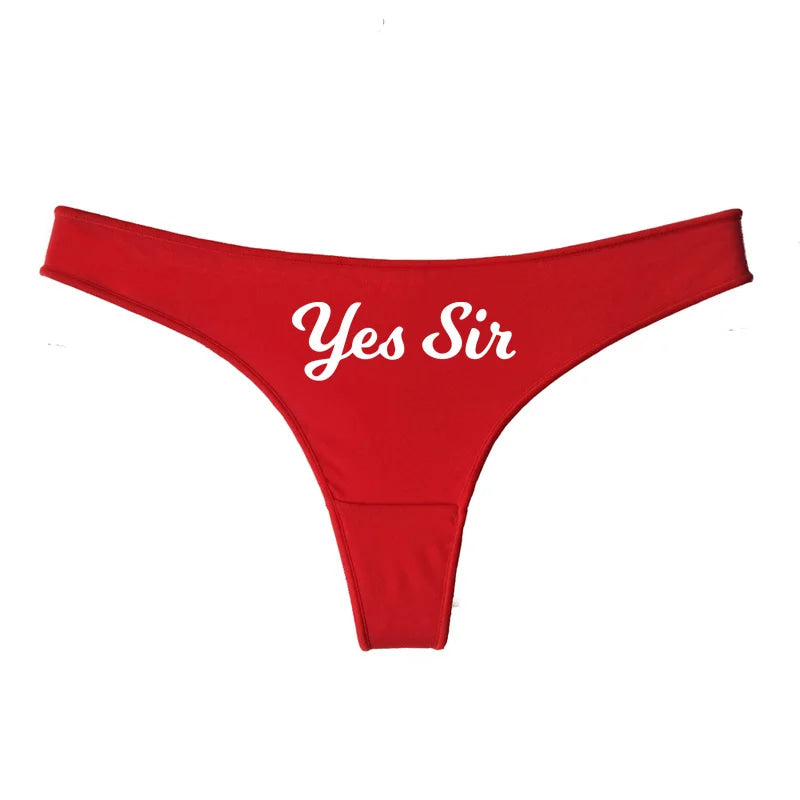 Red Yes Sir Thong Panties Underwear