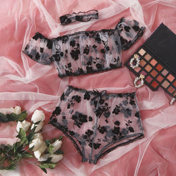 Renaissance Queen Lingerie Set - L - floral, flowers, lingerie, lingerie set, sets