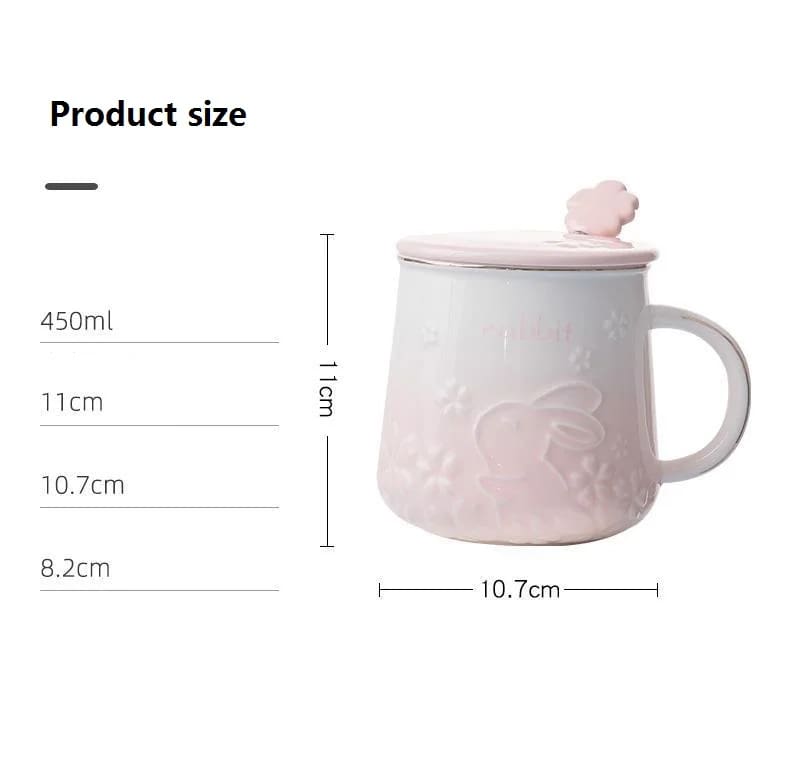 Sakura Bunny Luxury Pink Ceramic Coffee Mug Cup