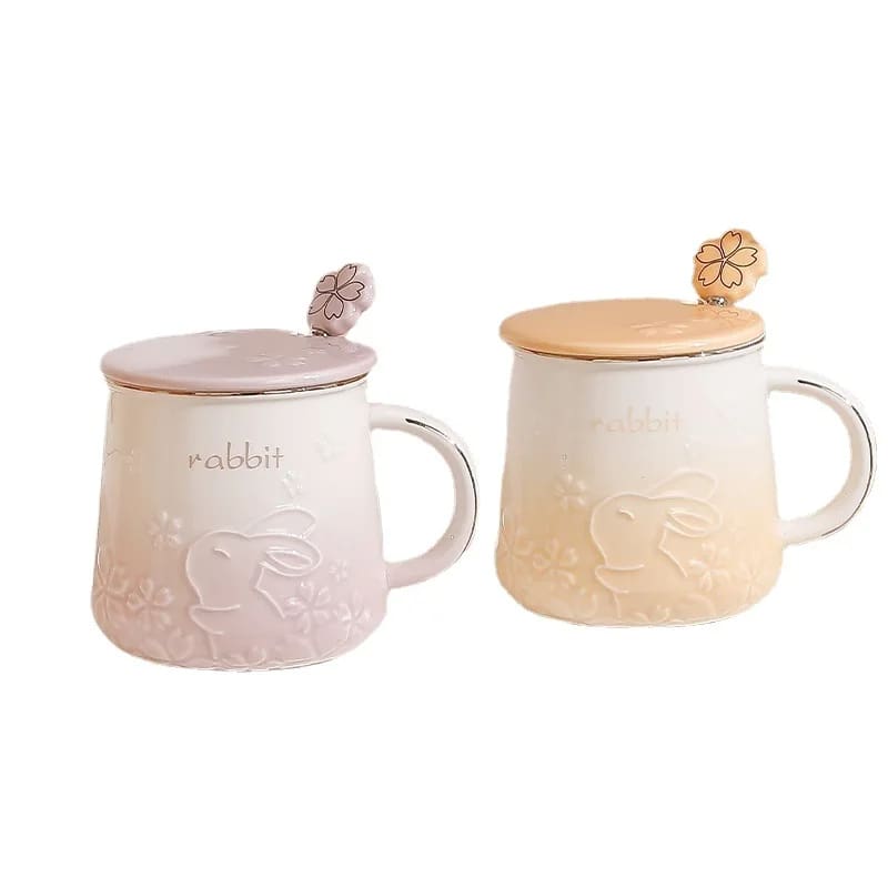 Sakura Bunny Luxury Pink Ceramic Coffee Mug Cup