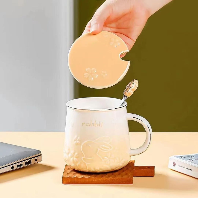 Sakura Bunny Luxury Pink Ceramic Coffee Mug Cup