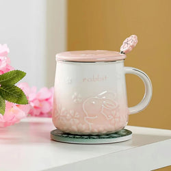 Sakura Bunny Luxury Pink Ceramic Coffee Mug Cup