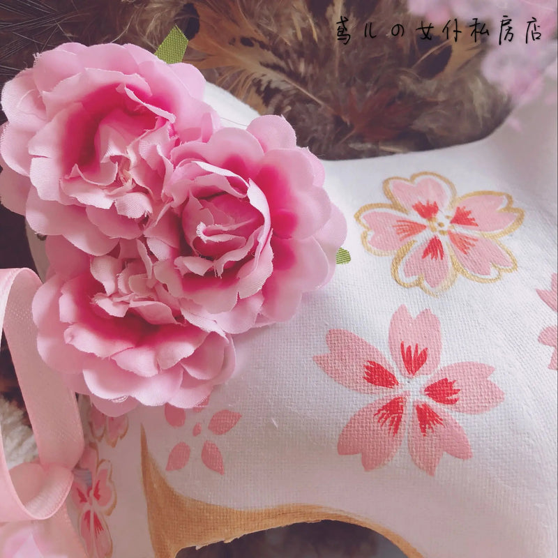 Sakura Flower Fox Mask - cat mask, cherry blossom, cosplay, costume, face mask