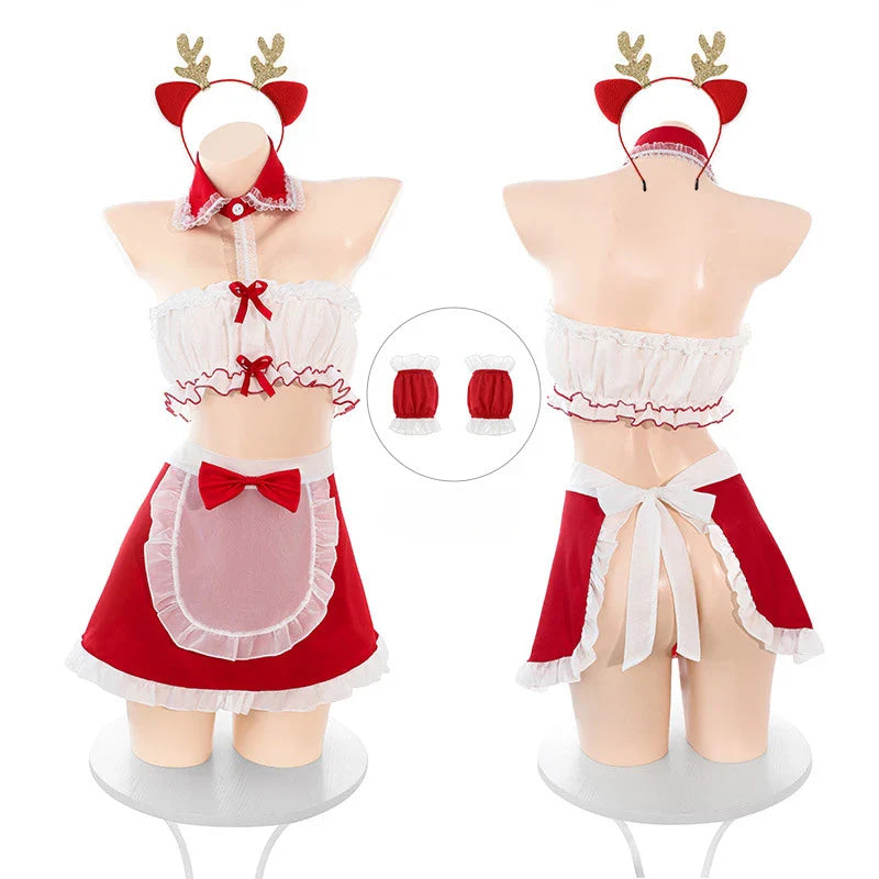 Santa’s Good Little Maid Lingerie Set Holiday Christmas Cosplay