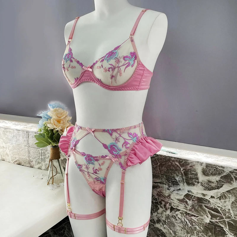 Satin Silk Lavender Purple Luxury Lingerie Set Bra and Panties