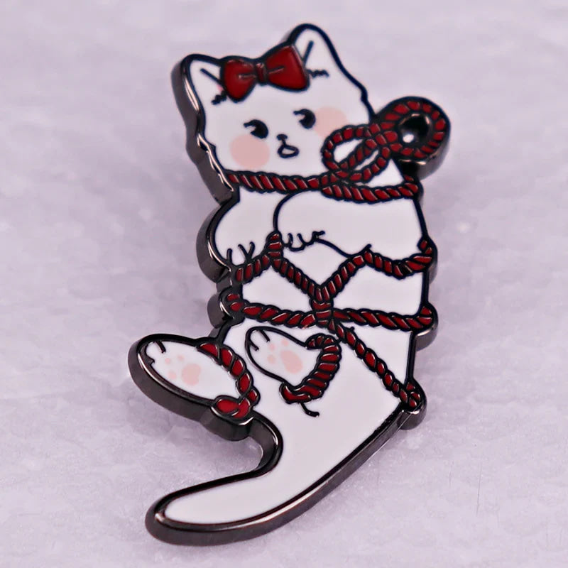 Shibari Kitten Enamel Pin