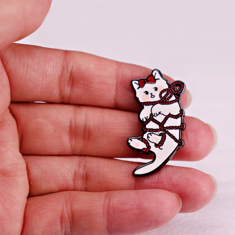 Shibari Kitten Enamel Pin