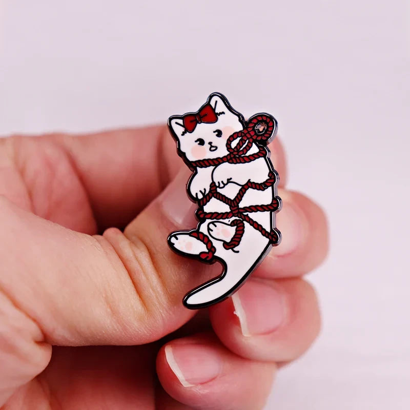 Shibari Kitten Enamel Pin